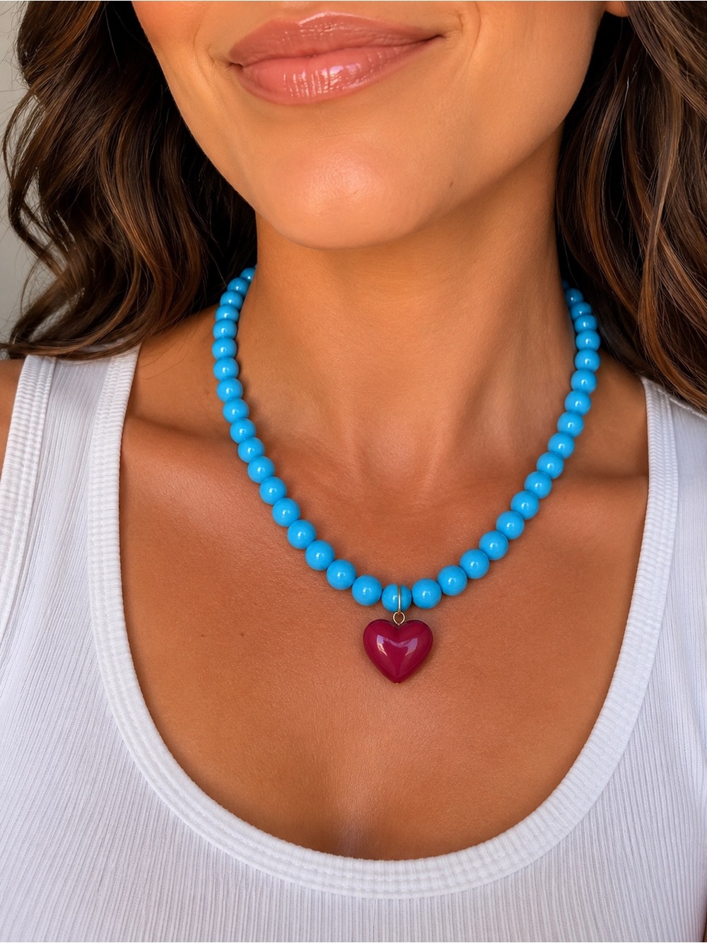 NWT ❤️ Boutique - Summer Boho Beaded Heart Necklace